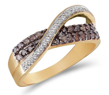 Chocolate Brown & White Diamond Ring 14k Yellow Gold Band (1/2 Carat)