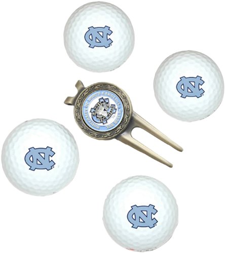 North Carolina Tar Heels Pack Of 4 Golf Balls And Divet Tool Gift Set From Team Golf