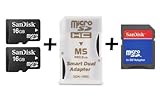 32GB 32G 16GB x2 SanDisk MicroSD MicroSDHC Card with Memory Stick Pro Duo A ....