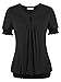 Ninedaily Tunic Top Women V-neck Elastic Draped Short Sleeve Chest Opening Blusa