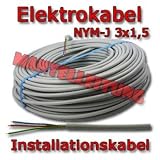 Produkt-Bild: Mantelleitung Grau NYM-J 3x1,5 Installationskabel, Elektrokabel, 25 meter