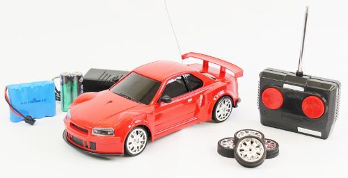 1:18 Scale Extreme Drifting Nissan Skyline Rechargeable Batteries GT-R R34 RTR RC Drift Car