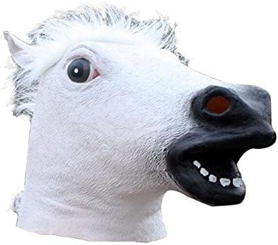 Skue Latex Cute White Horse Mask Halloween Animal Costume Party