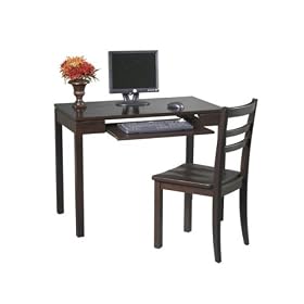 OSP Designs ES252W Expresso Finish SOLID WOOD Student Computer Desk and Chair Set by OSP Designs