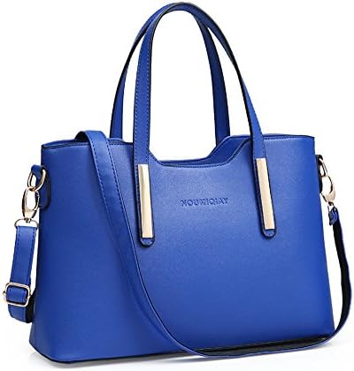 Firegirl Women Pure Color PU Leather Tote Purse Shoulder Top Handle Handbag Royal Blue