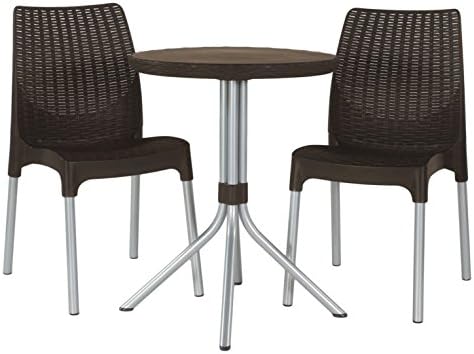 Bistro Set 3 Piece Outdoor Faux Wicker Patio Dining Set - Outdoor Furniture is Great For Conversations or Lunch In The Sun Or By The Pool On Summer Days