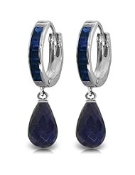 14k White Gold Sapphire Dangle Earrings