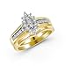 10K Yellow Gold Diamond Small Marquise Cluster Women's Size 8 Bridal Set