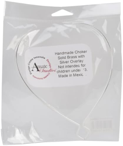 Amate Studios 40880245-SO Designer's Flat Diamond Choker Necklace, Silver Overlay