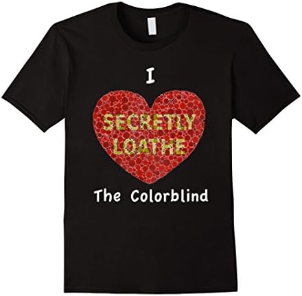 Men's I Love Heart Secretly Loathe the Colorblind Color Blind 2XL Black