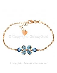 Blue Topaz Flower Bracelet in 14k Rose Gold