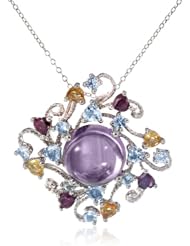 Sterling Silver, Amethyst, Citrine, Garnet, and Blue Topaz, 18"