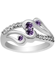 Sterling Silver Gemstone and Created White Sapphire Ring (1.00 cttw)