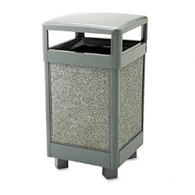 Hinged Top Receptacle, 29 Gallon, 21Sqx40H, Natural Stone, Gray URIR36HT2000 by United Receptacle