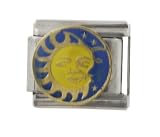 SilverBin Enamel Paint Celestial Sun and Moon Stainless Steel Italian Charm Link