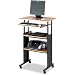 Safco 1929MO Adjustable Height Stand-Up Workstation, 29w x 19-3/4d x 49h, Oak PVC Top