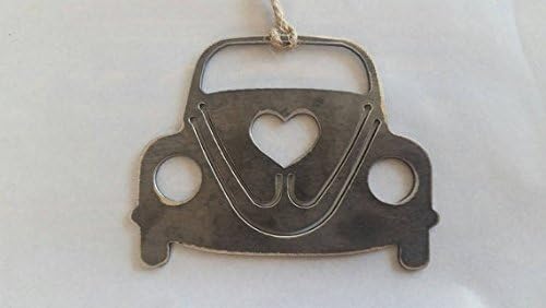 Love Volkswagen Beetles Handcrafted Rustic Steel Heart Ornament