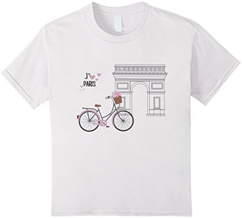 Kids I Love Paris Pretty Bicycle Basket Arc de Triomphe T-shirt 8 White