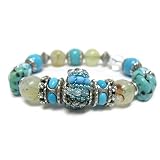 Turquoise Crystal Accent Natural Stone and Mixed Beads Stretch Bracelet Fashion Jewelry