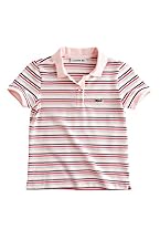 Girl's Short Sleeve Multi-Color Bold Stripe Pique Polo