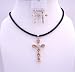 Golden Shadow Cross Pendant Necklace Set w/ Cross Earrings Jewlery Set Gift Box (BRAND