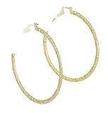 Large 14k Yellow Gold Filled Textured Hoop Earrings-3 Inches
