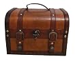 Decorative Wood Leather Treasure Box - Small Trunk Chest