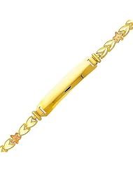 14K 3 Tri-color Gold Baby ID Bracelet with Lobster Claw Clasp - 6" Inches