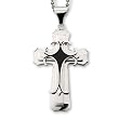 Stainless Steel Three Part Polished Cross Pendant With Black Resin Center on 24 inch Polished Ball Chain