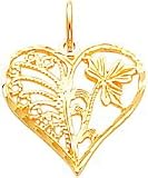 10K Gold Leaf in Heart Charm
