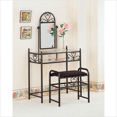 Bullhead City Heart Shape Vanity Set with Stool in Black 416c8FhRCKL Bullhead City Heart Shape Vanity Set with Stool in Black