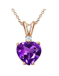 1.64 Ct Purple Amethyst White Topaz 925 Rose Gold Plated Silver Pendant