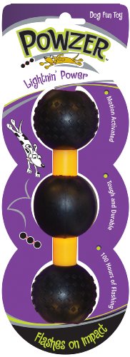 Powzer Flashing Bone Interactive Dog Toy, Red, Blue, Green and Yellow