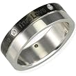 Men's Stainless Steel Black and Silver Two Tone Cubic Zirconia "True Love" 6mm Band Ring - Men