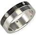 Men's Stainless Steel Black and Silver Two Tone Cubic Zirconia "True Love" 6mm Band Ring - Men