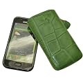 Suncase Ledertasche (Lasche mit R�ckzugfunktion) f�r Samsung i9000 Galaxy S / i9001 Galaxy S Plus croco-gr�n