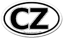 Czech Republic CZ Car Bumper Sticker Decal Oval Black and White