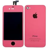 Pink iPhone 4S Front Glass Digitizer +LCD +Back Cover Assembly +Home Button +OEM Proximity Sensor Conversion Kit