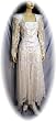 Square Neck Tea Length Gown, White/White, Size 8