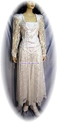 Square Neck Tea Length Gown, White/White, Size 8