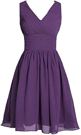 MyProm Women's Straps Short Chiffon Bridesmaid Dress Party Dress (XL, Deep Purple)