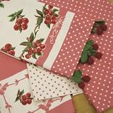 Vintage Cherries Polka Dots & Crochet Cherry Trim, Kitchen Towels Set of 4