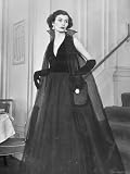 Model Peggy Wilcox Wearing Evening Dress of Nylon Net with Velveteen Halter Top and Wide Belt Photographic Poster Print by Nina Leen, 24x32