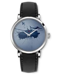 SPRAWL Aanalog Fashion Series Silver Ladies Watches of Genuine Black Leather Strap,Unique Wrist Watch for Women Girls Designed with Battle with aircraft
