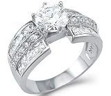 Large Solid 14k White Gold Solitaire CZ Cubic Zirconia Engagement Ring 3 ct.