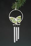 Butterfly Silver Swarovski Ornament Wind Chime Green