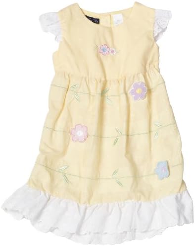 So La Vita Little Girls' Eyelet 3D Flower Dress, Yellow, 6