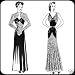 2 Vintage 1940's Sewing Pattern Drafts: Dinner Dress & Cowl-Neck Evening Gown - Floor Length Dresses / Formal Wear