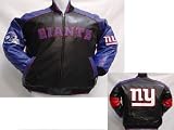 New York Giants NFL Adult Pleather Jacket with Knit Collar