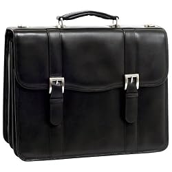 FLOURNOY 85955 (Black) Leather Double Compartment Laptop Case